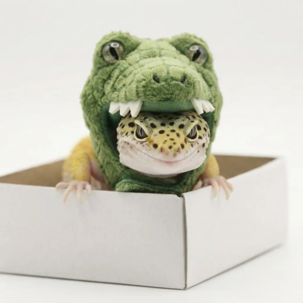 Lizard in crocodile plush hood costume